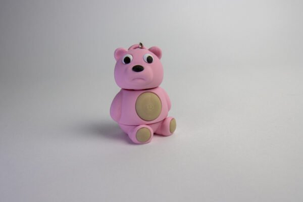 Flexi Sitting Bear Keychain – Cute Pink 3D Printed Charm