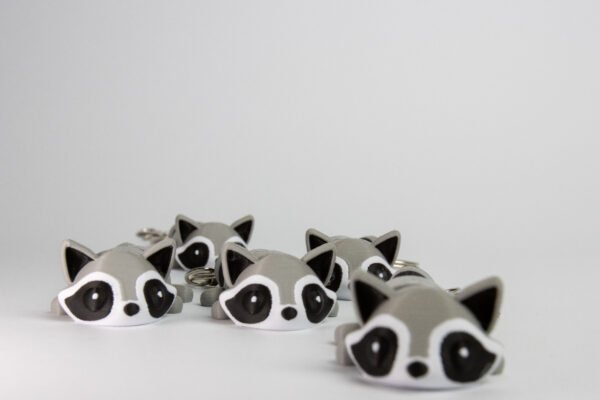 3D Printed Cat & Raccoon Keychains – Poseable, Cute, Gift for Animal Lovers